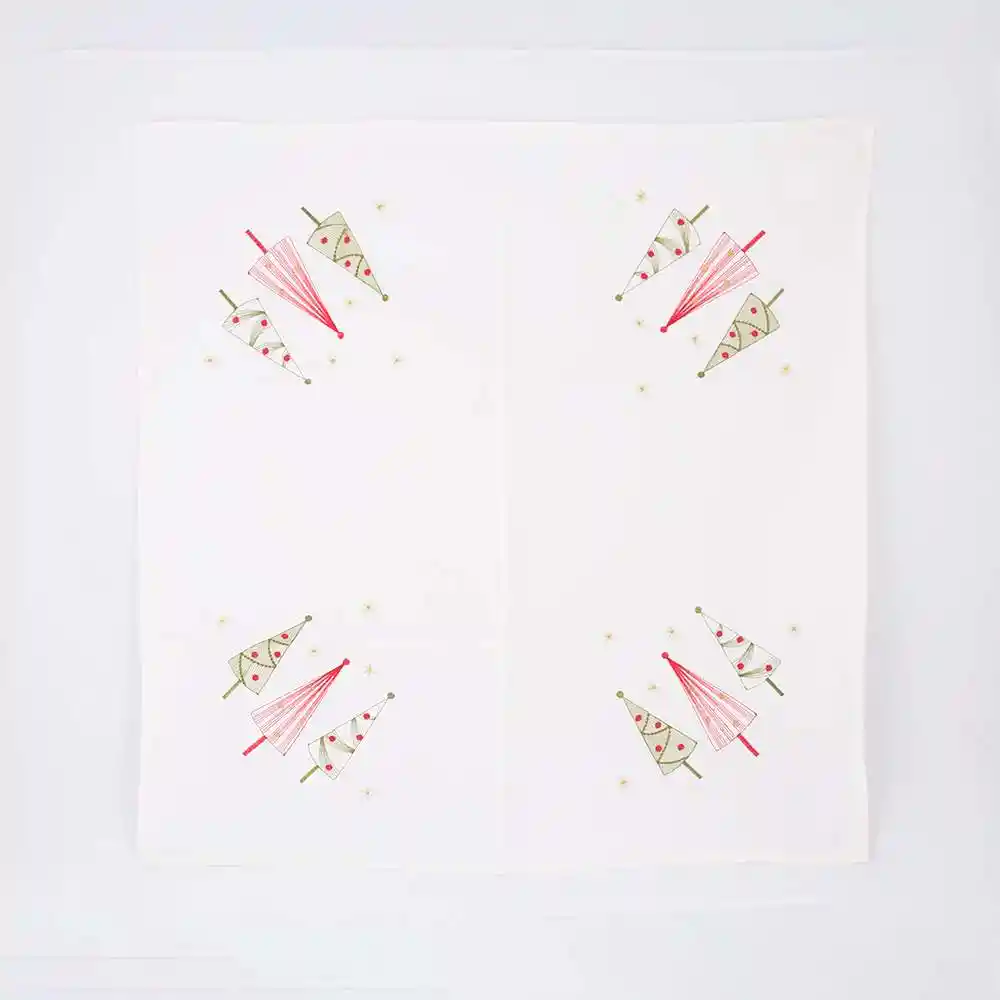 Mantel Miro Christmas Arboles 85x85cm Blanco Poliester