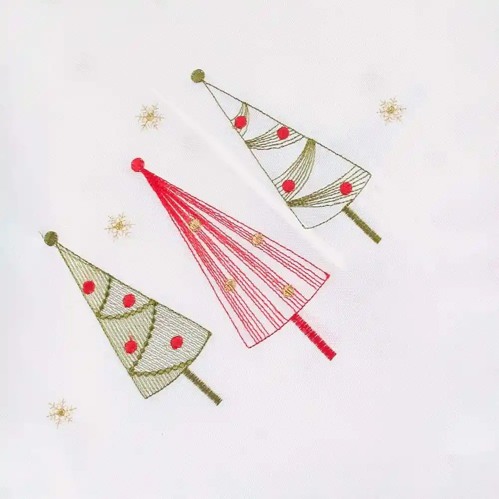 Mantel Miro Christmas Arboles 85x85cm Blanco Poliester