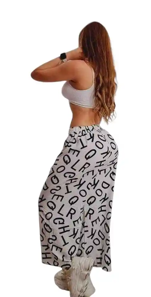 Pantalon Palazzo Estampado Letras