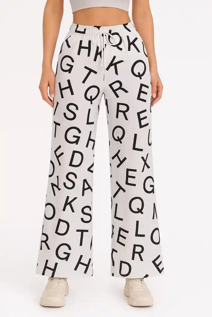 Pantalon Palazzo Estampado Letras