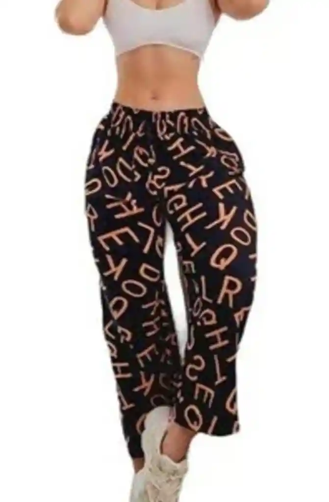 Pantalon Palazzo Estampado Letras