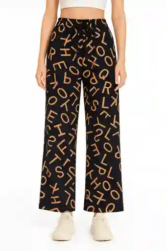 Pantalon Palazzo Estampado Letras