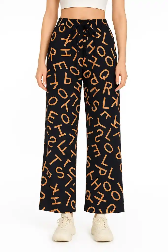 Pantalon Palazzo Estampado Letras