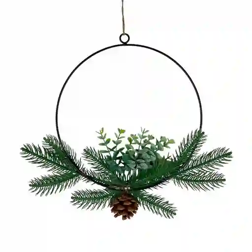 Corona Navideña Verde 35x35x35cm Santini