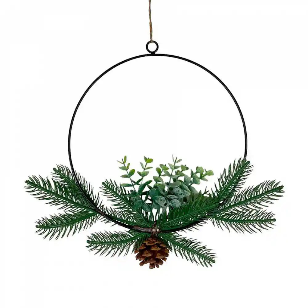 Corona Navideña Verde 35x35x35cm Santini