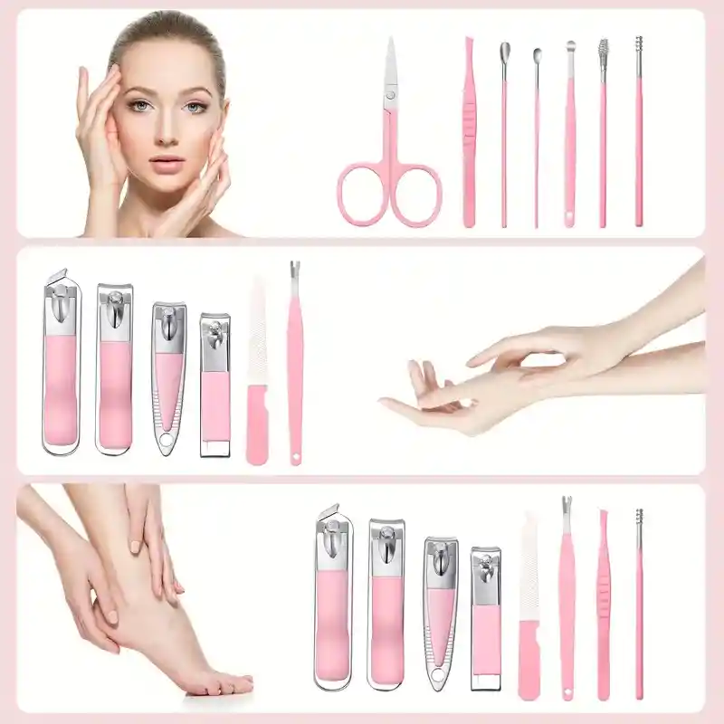 Juego De Belleza Para Uñas De Acero Inoxidable 14 Piezas