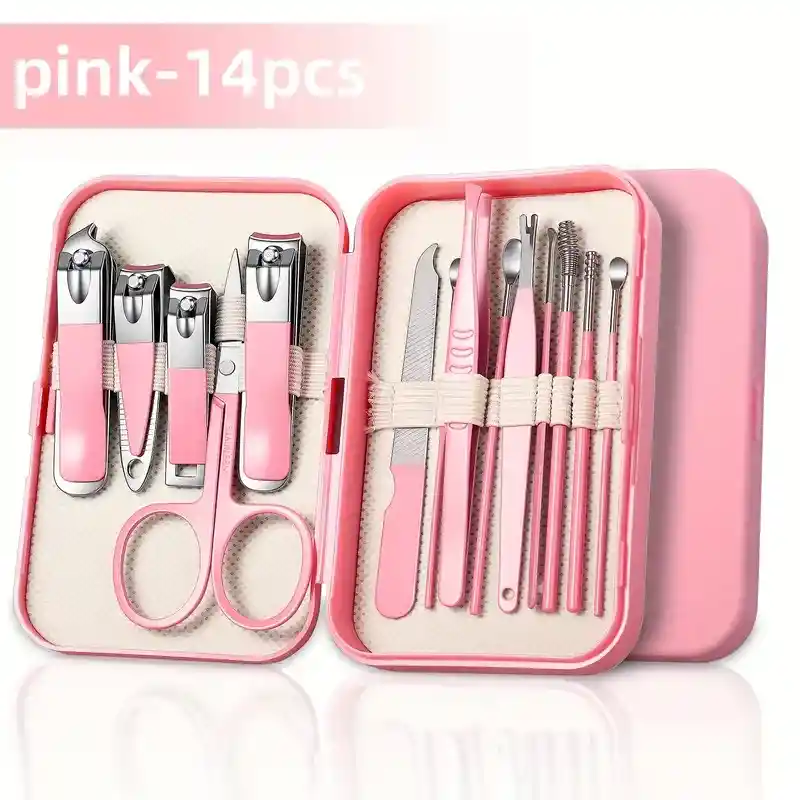 Juego De Belleza Para Uñas De Acero Inoxidable 14 Piezas