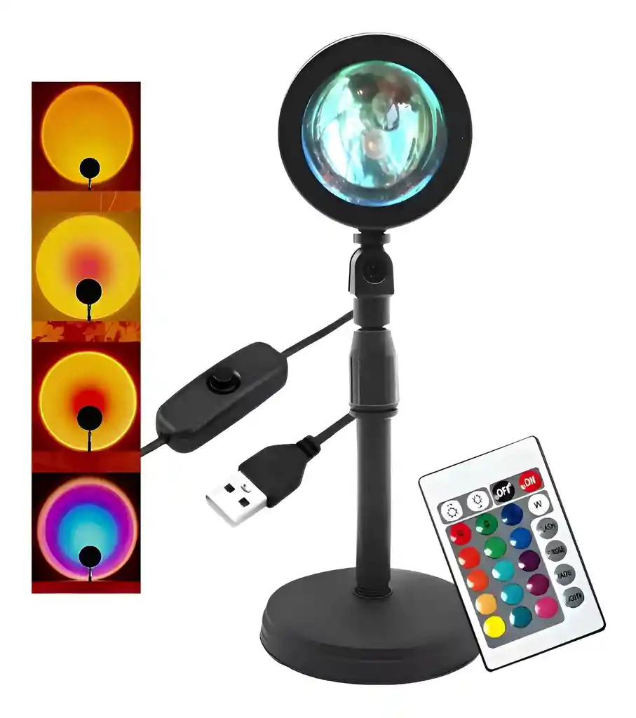 Lámpara Led Proyectora Atardecer Decorativa Profesional Estructura Negro