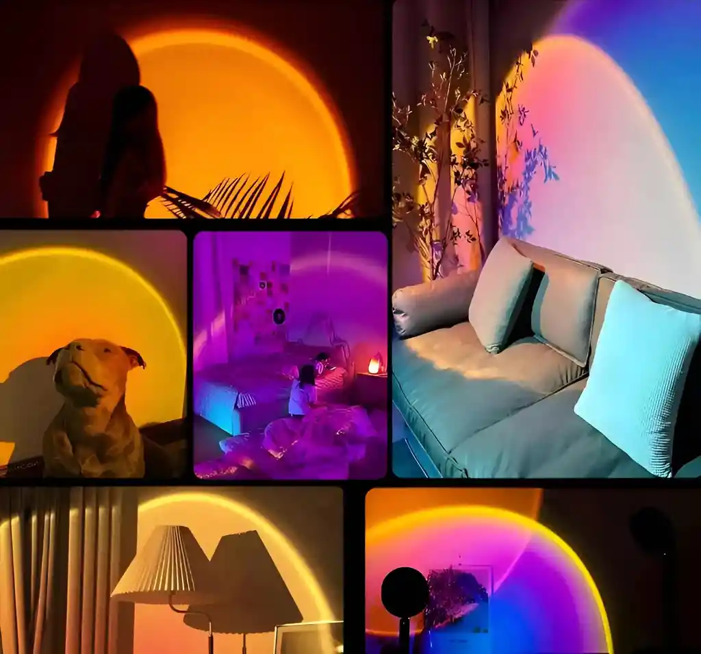 Lámpara Led Proyectora Atardecer Decorativa Profesional Estructura Negro