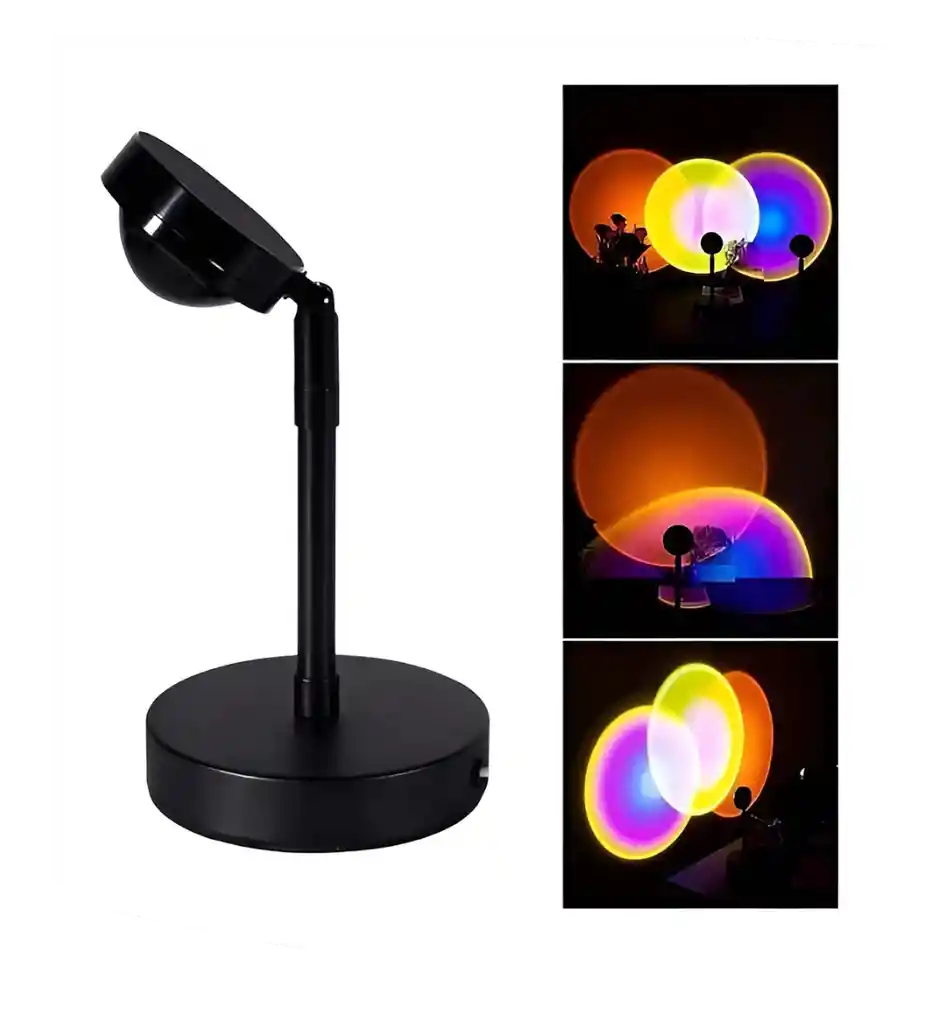 Lámpara Led Proyectora Atardecer Decorativa Profesional Estructura Negro