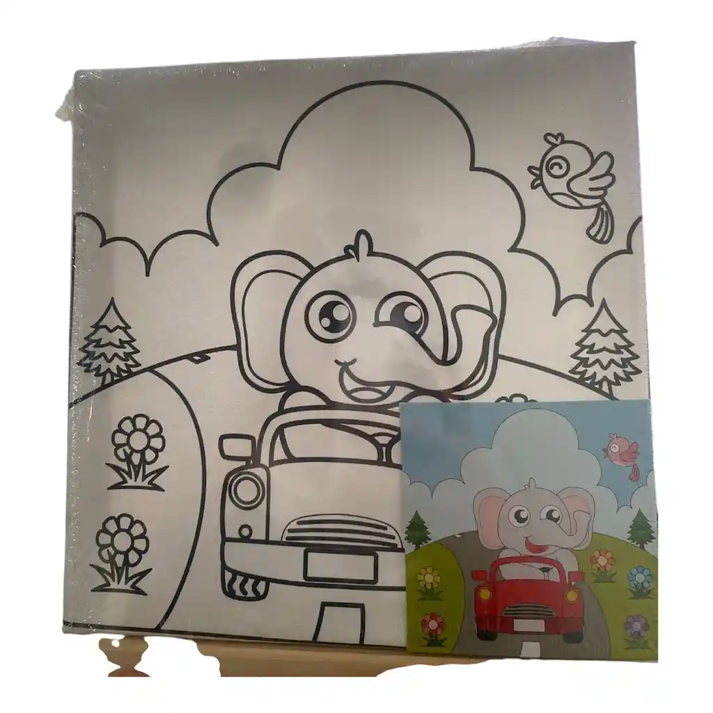 Lienzos Medianos Con Pinturas Y Pincel Varios Diseños Como Unicornio, Elefante Y Robot