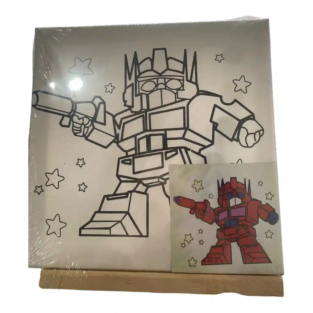 Lienzos Medianos Con Pinturas Y Pincel Varios Diseños Como Unicornio, Elefante Y Robot