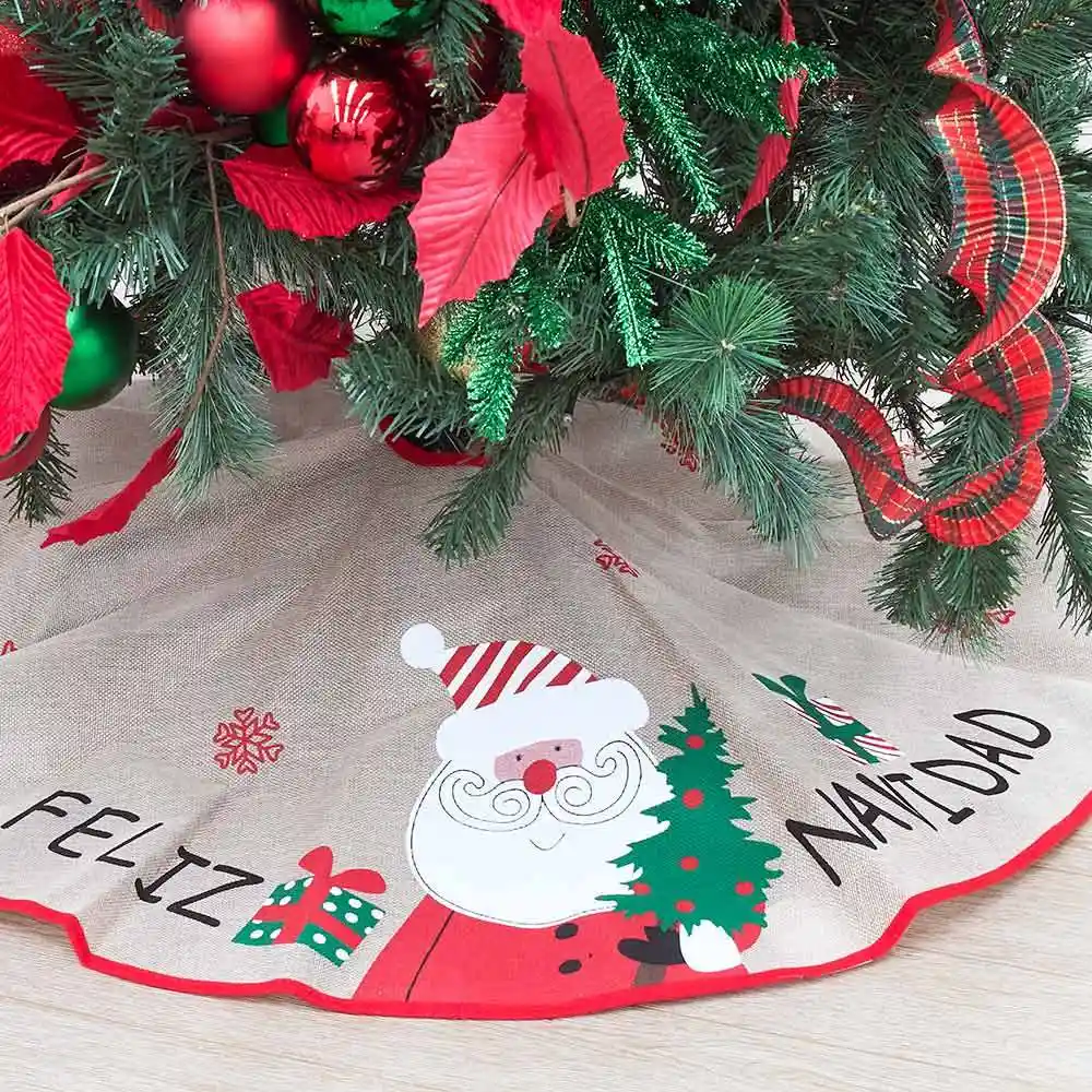 Pie De Arbol Miro Christmas Feliz Navidad 100 Cm Rojo Poliester