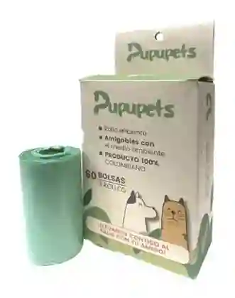 Pupupets 60 Bolsas Recolectoras De Excremento Sin Aroma