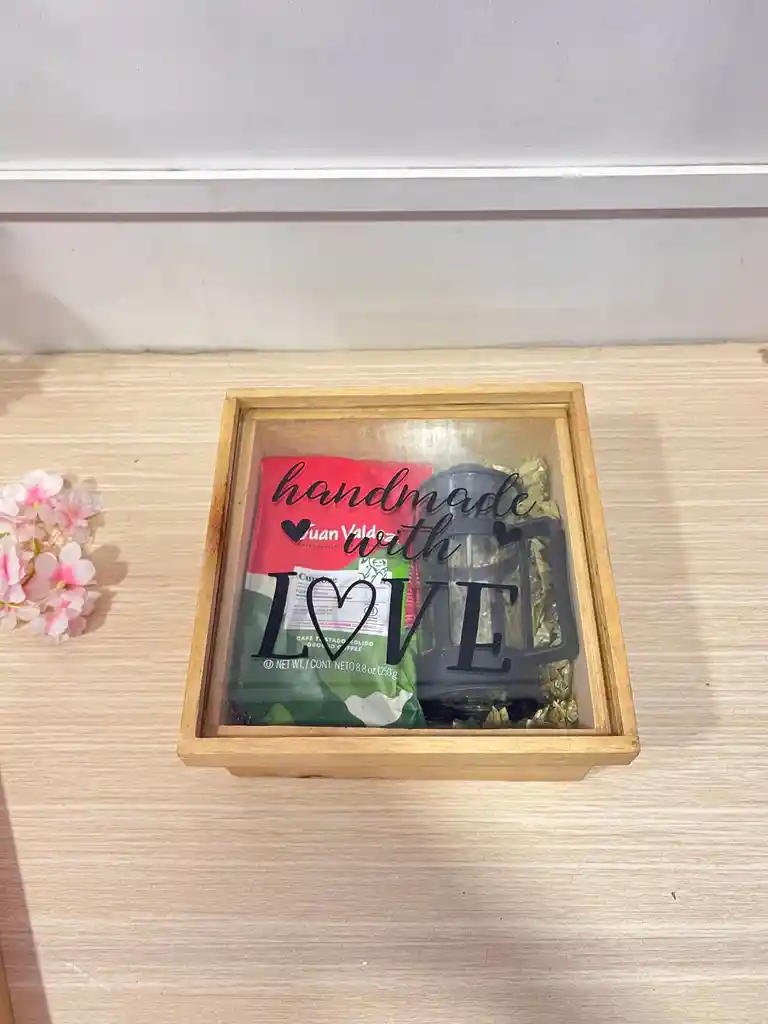 Caja Cafetera De Madera Con Prensa Francesa