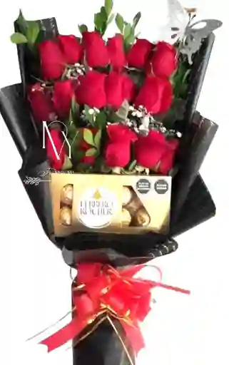 Flores Rosas Rojas Y Ferrero Rocher