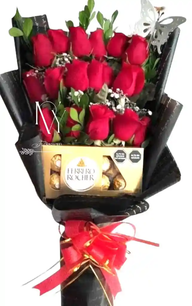 Flores Rosas Rojas Y Ferrero Rocher