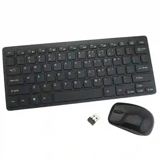Combo Teclado Y Mouse Inalámbrico Pequeño Negro