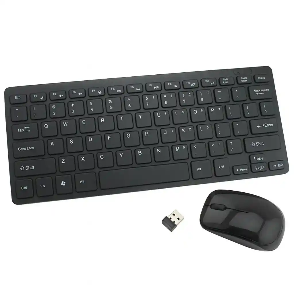 Combo Teclado Y Mouse Inalámbrico Pequeño Negro