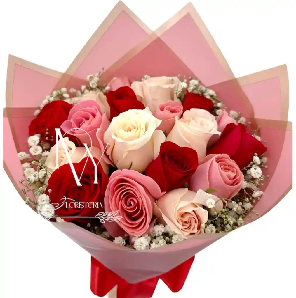 Flores Rosas De Colores X12