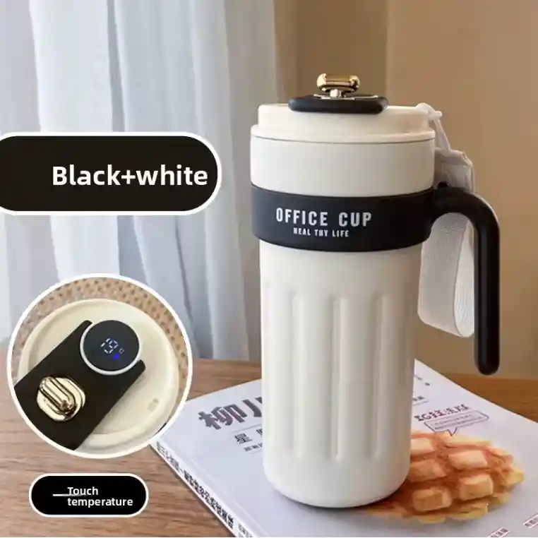 Termo Cafe Pantalla 650 Ml Rosa Acero Inxidable A Prueba De Fugas