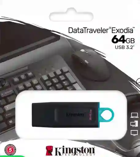 Memoria Usb 64gb, 3.2 Kingston Data Traveler Exodia Negro / Compuvirtual
