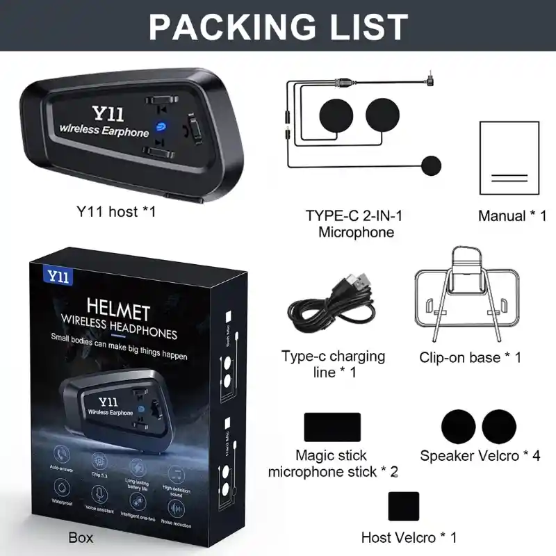 Intercomunicador Casco Moto Audifonos Y11 Bluetooth