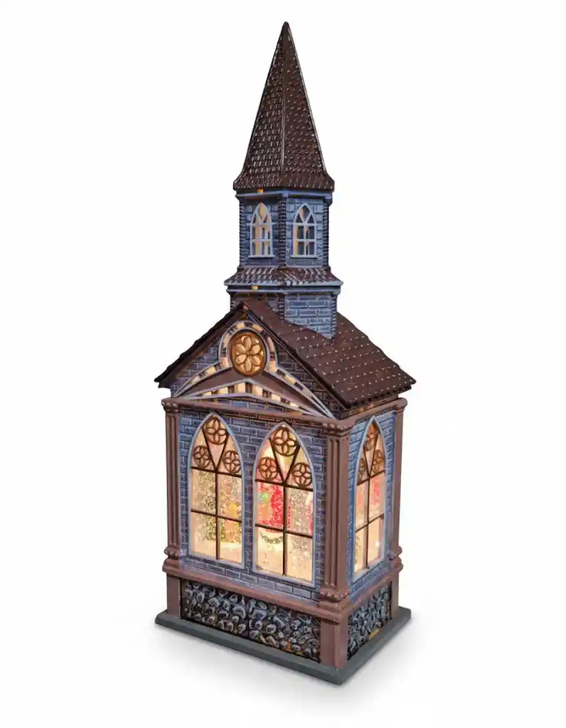 Decoración Adorno De Navidad Faro Con Papá Noel Giratorio