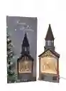 Decoración Adorno De Navidad Faro Con Papá Noel Giratorio