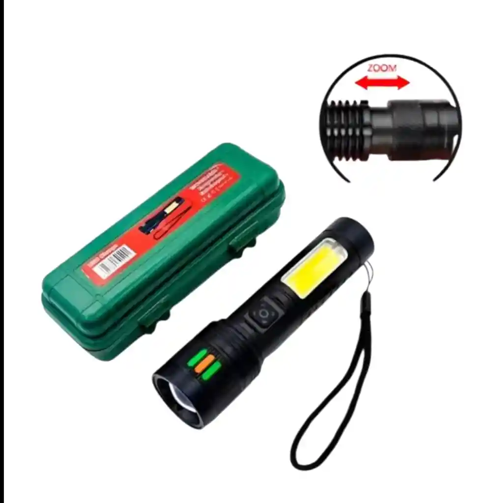 Linterna Led Mediana Recargable Con Zoom - 6 Modos De Luz / Ref: 618