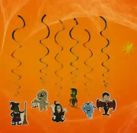 Serpentinas Movibles Con Diseño De Monstruos De Halloween X6 Und