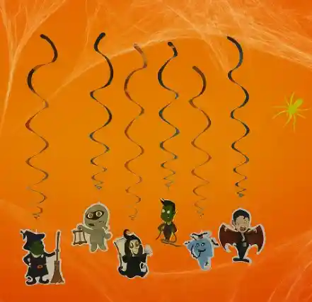Serpentinas Movibles Con Diseño De Monstruos De Halloween X6 Und