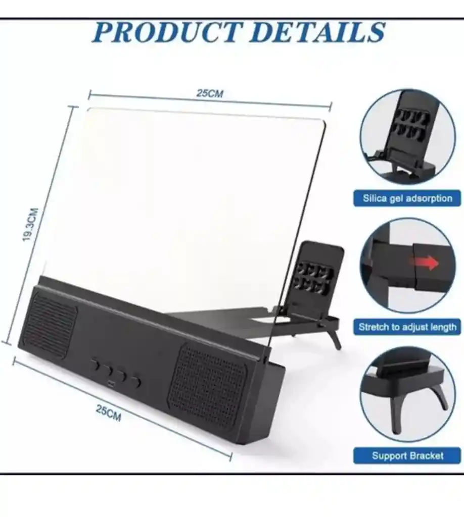 Amplificador De Imagen Lupa Celular 3d Bluetooth 12 Pulgadas