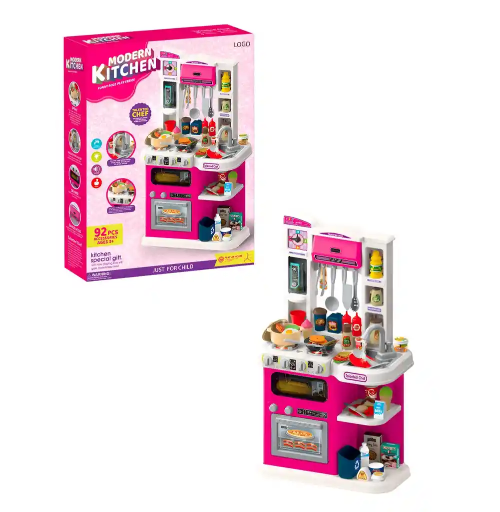 Cocina De Juguete Interactiva Didactica Niñas + Utencilios