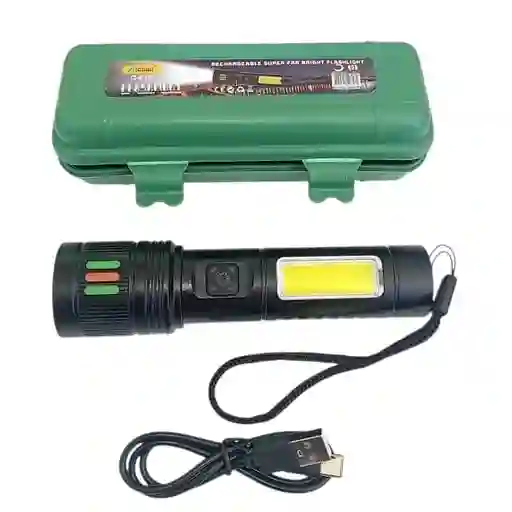 Linterna Led Mediana Recargable Con Zoom - 6 Modos De Luz / Ref: 618