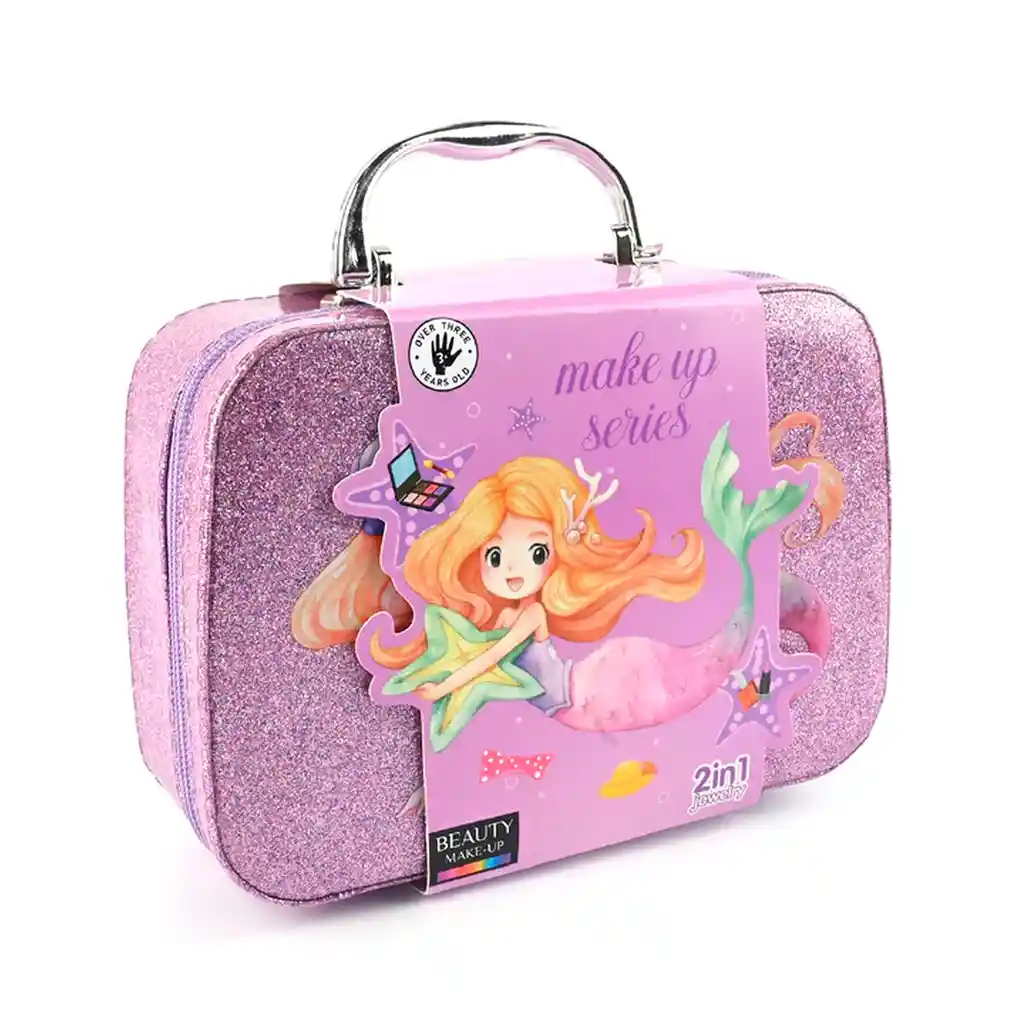 Maleta Kit Sirena De Maquillaje Para Niñas Juguete Esmaltes
