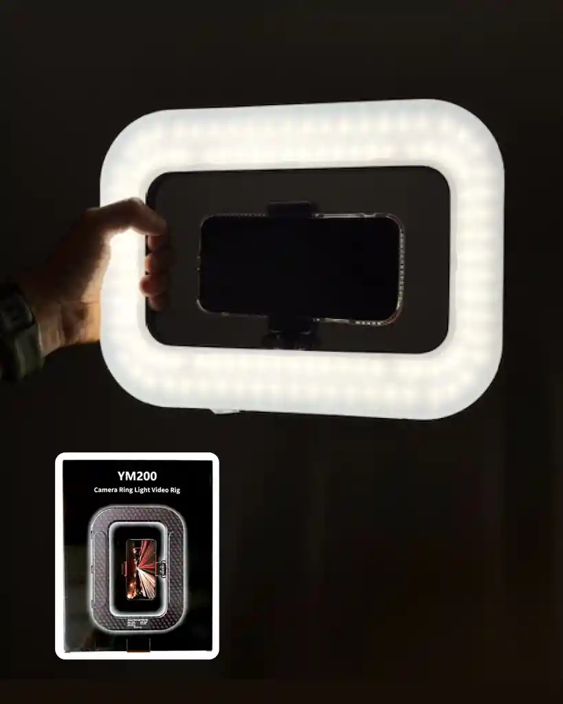 Aro De Luz Cuadrado Tres Tonos Recargable Ym200