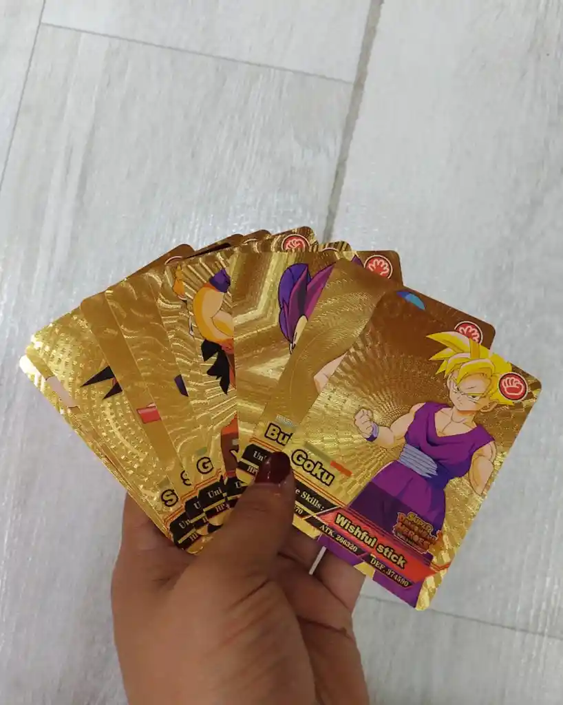 10 Cartas Tarjetas De Dragon Ball Doradas Brillantes Aleatorias