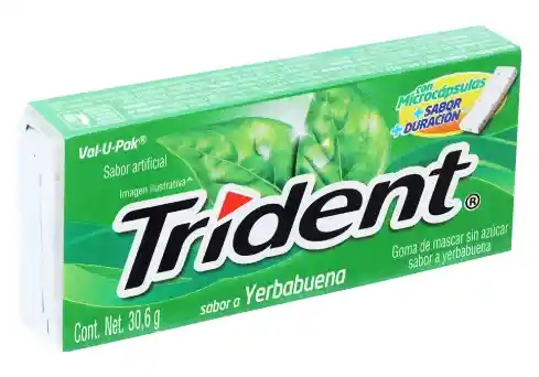 Chicle Trident Sin Azúcar Sabor Yerbabuena 18 Und