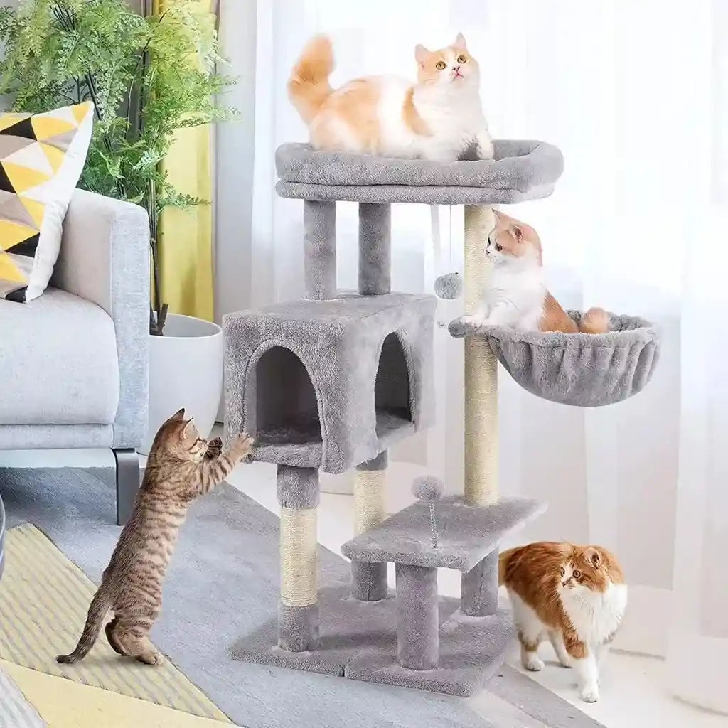 Gimnasio Rascador Para Gatos Felpa 4 Niveles
