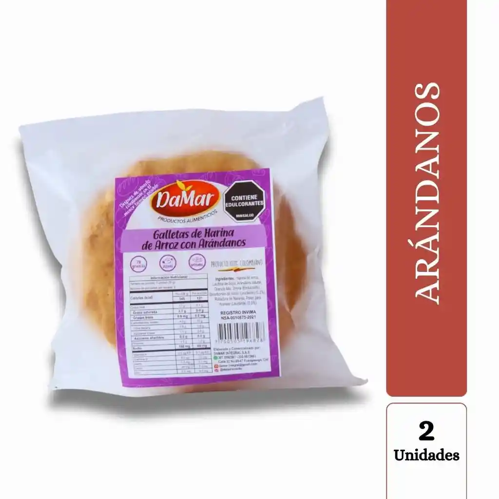 Galletas De Arroz Con Arandanos X2unds