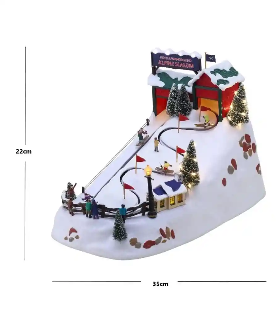 Decoración Adorno Navidad Pista De Esqui Animada