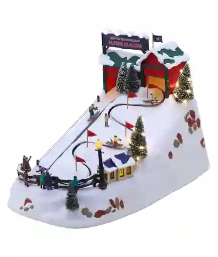 Decoración Adorno Navidad Pista De Esqui Animada