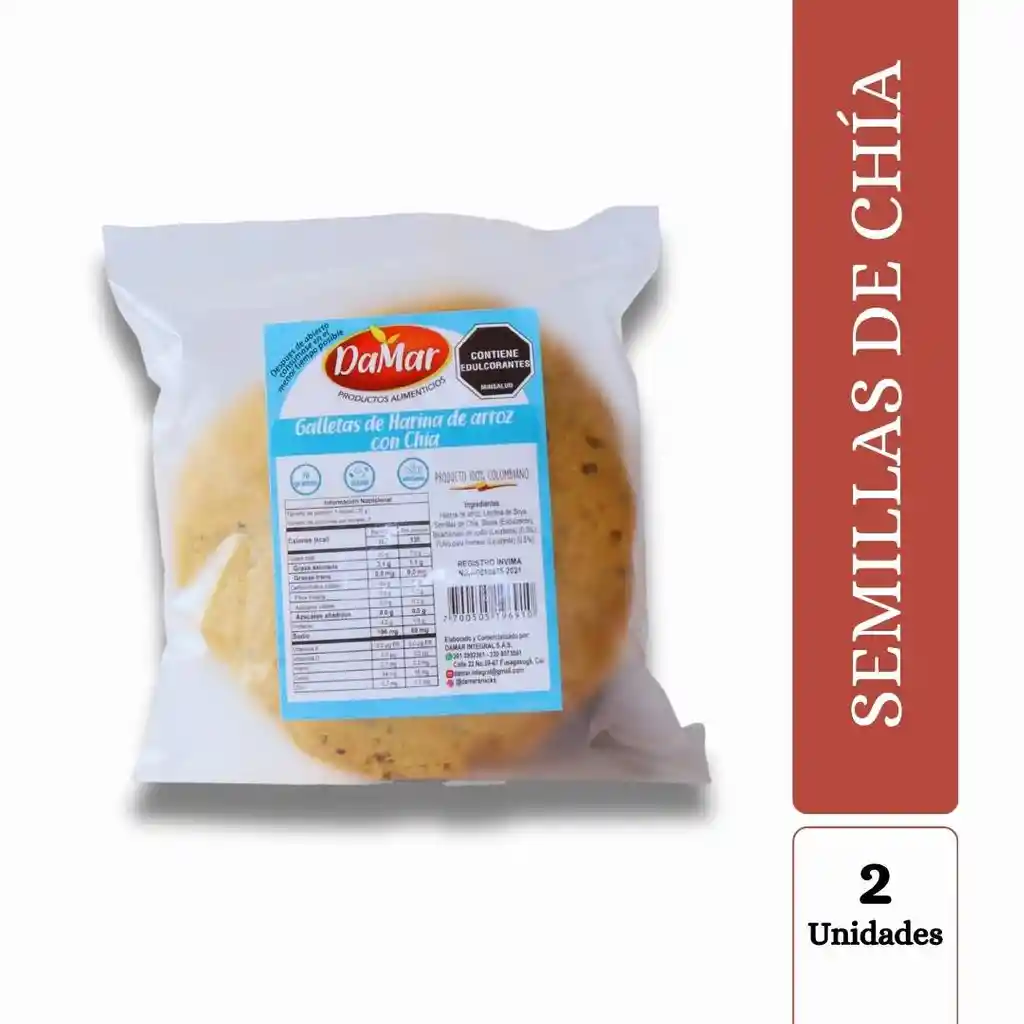 Galletas De Arroz Con Semillas De Chia X2unds