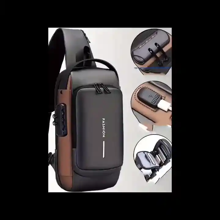 Bolso Bandolera Para Hombres Con Cerradura De Contraseña Antirrobo