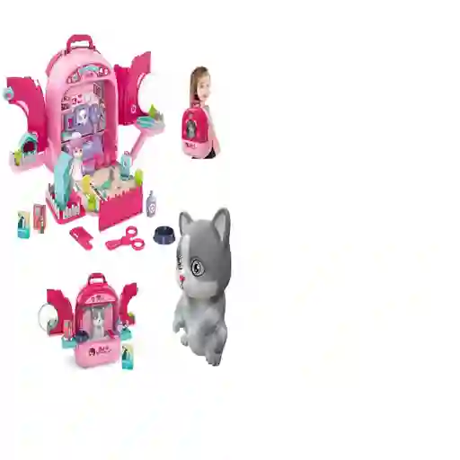 Juguete Niña Kit Medico Veterinaria Gato 31 Maleta Portatil
