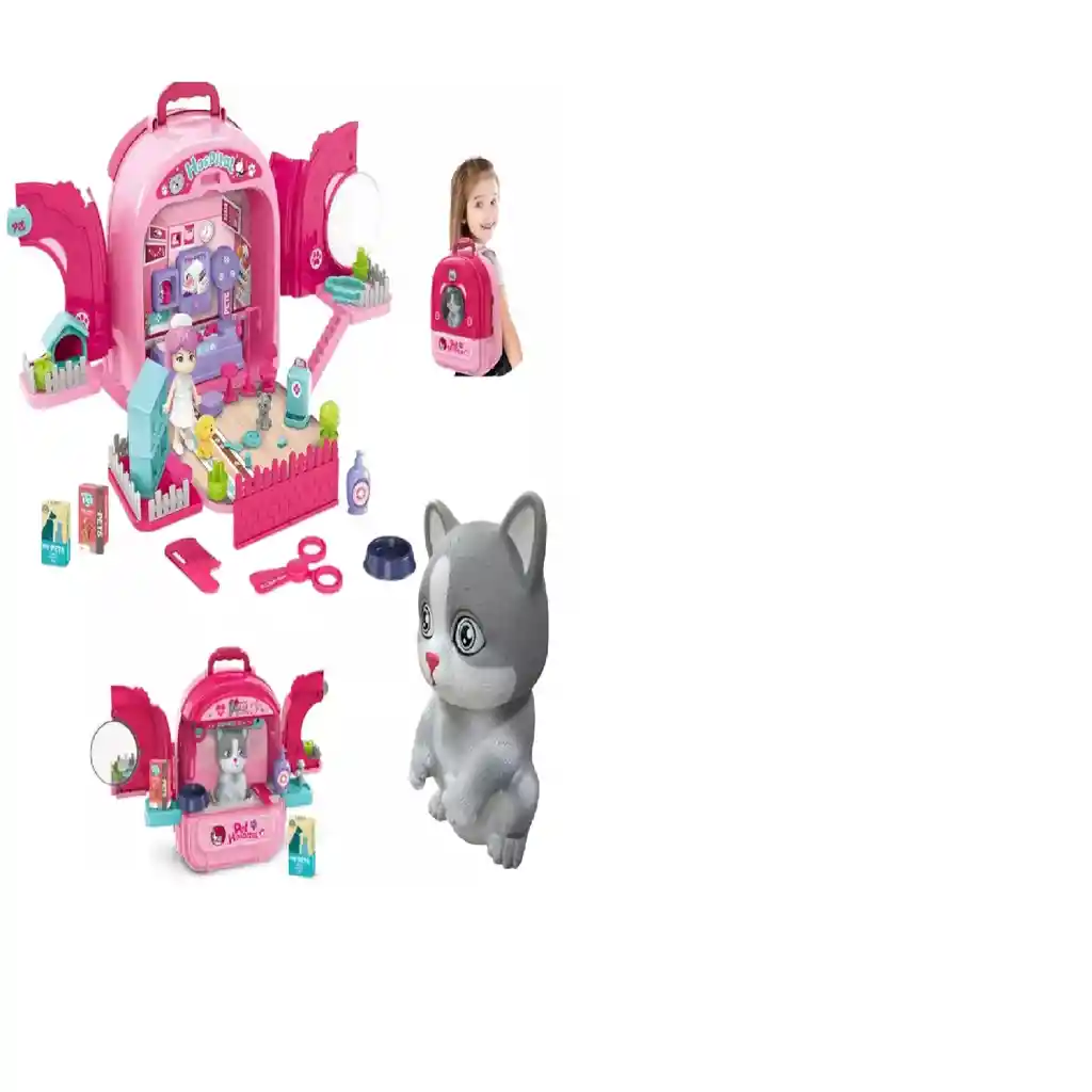 Juguete Niña Kit Medico Veterinaria Gato 31 Maleta Portatil