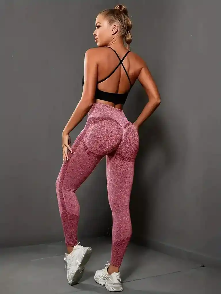 Leggings Licra Efecto Push Up Vino Tinto Talla Unica