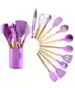 Set De Utensilios Para Cocina En Silicona Con Mango De Madera 12 Piezas Cucharas