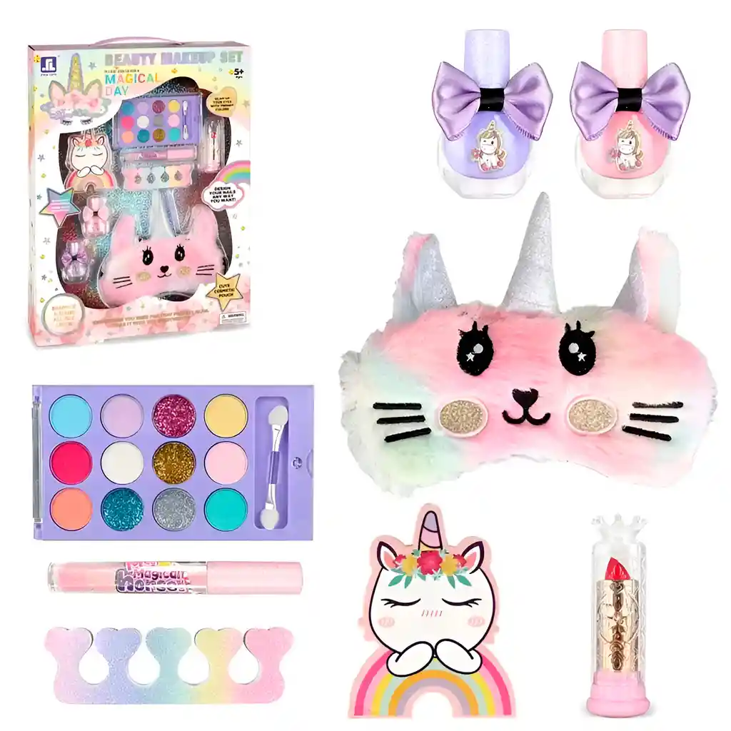 Maleta Kit Unicornio Manicure Antifaz Niñas Juguete Esmaltes